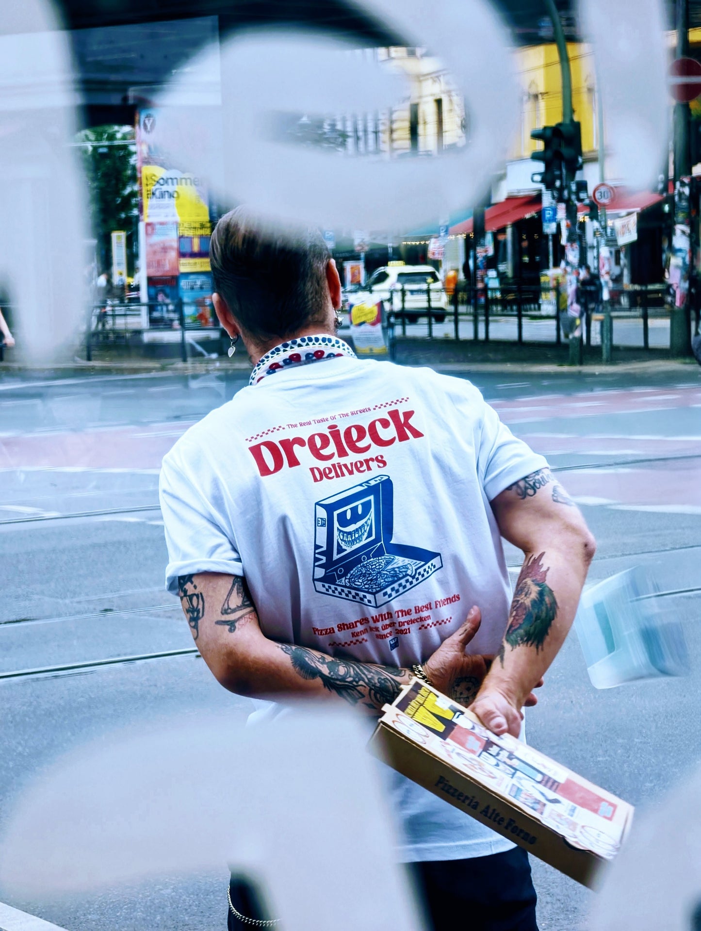 Dreieck Delivers Pizza Tee – White - DREIECKDREIECK