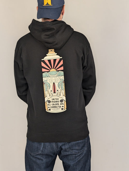 Schwarzer Unisex Hoodie mit Sprühdose/Spray Can Design – Graffiti Style | United Friends"