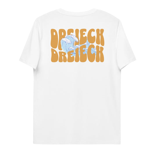 T-Shirt WAVE , UNISEX Baumwolle WEIß . Auf einer Welle - DREIECKDREIECK